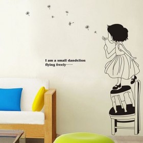 Flying Dandelion and Girl Wall Decals